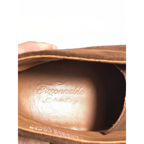 Facconable Mens Leather Suede Brown Chukka Boots Size 13 - Picture 8 of 10